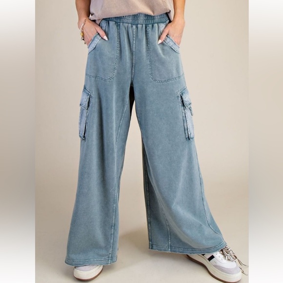 96 ❤️ EASEL WASHED TERRY CARGO PANTS - Picture 3 of 5